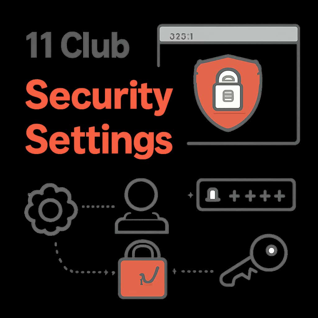 An educational diagram detailing the 11 Club Security Settings.