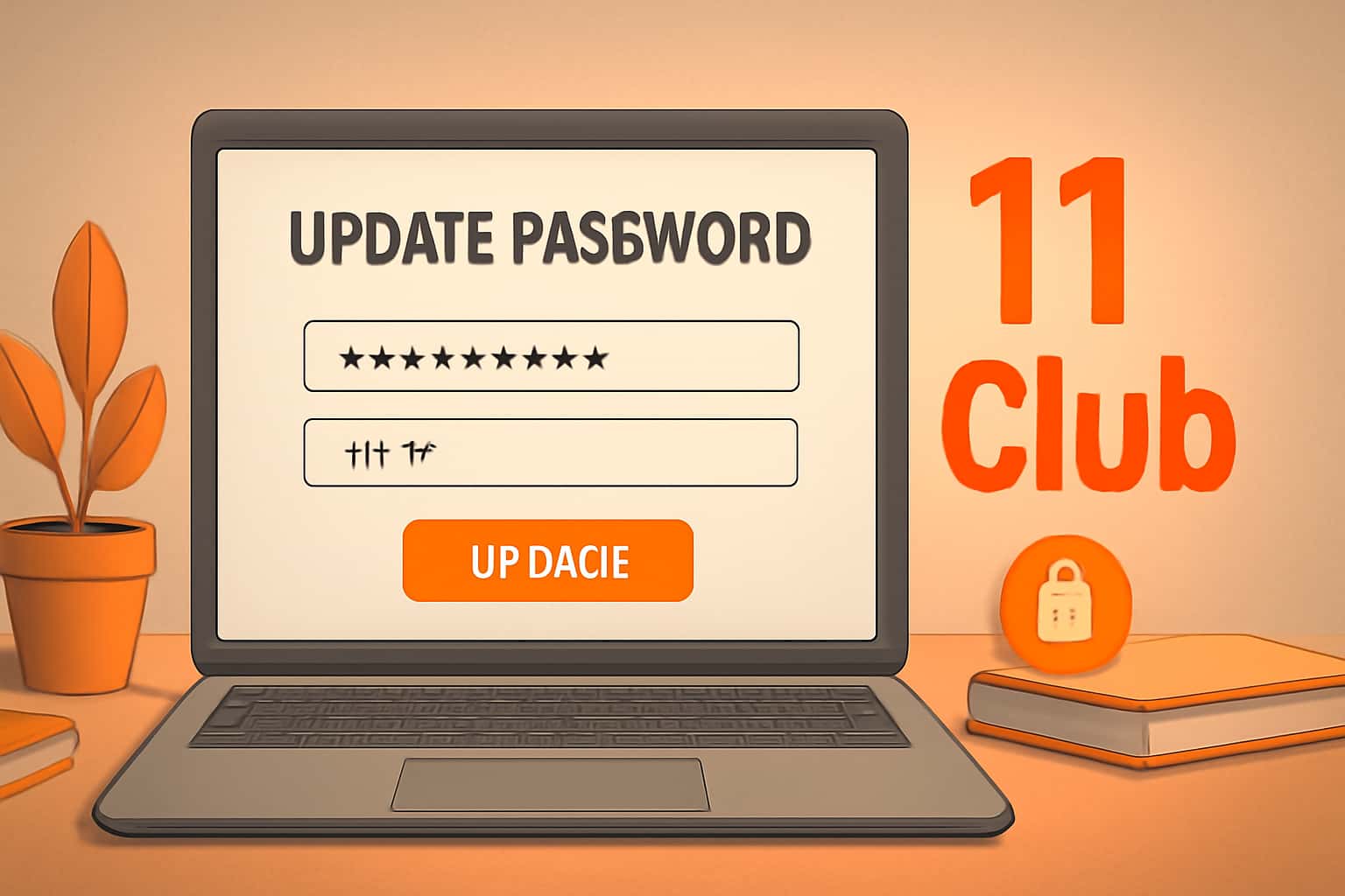 An informational graphic representing updating passwords for 11 Club.