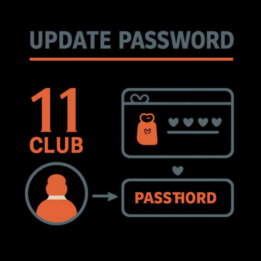 Diagram illustrating password update process for 11 Club.