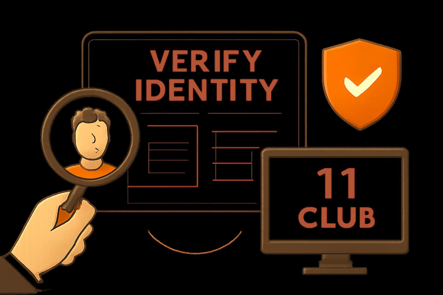 Visual representation of identity verification process on 11 Club platform.